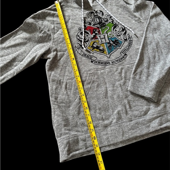 Harry Potter Hoodie Sweatshirt Unisex Adult Medium Gray Hogwarts Crest Draco - Picture 2 of 4